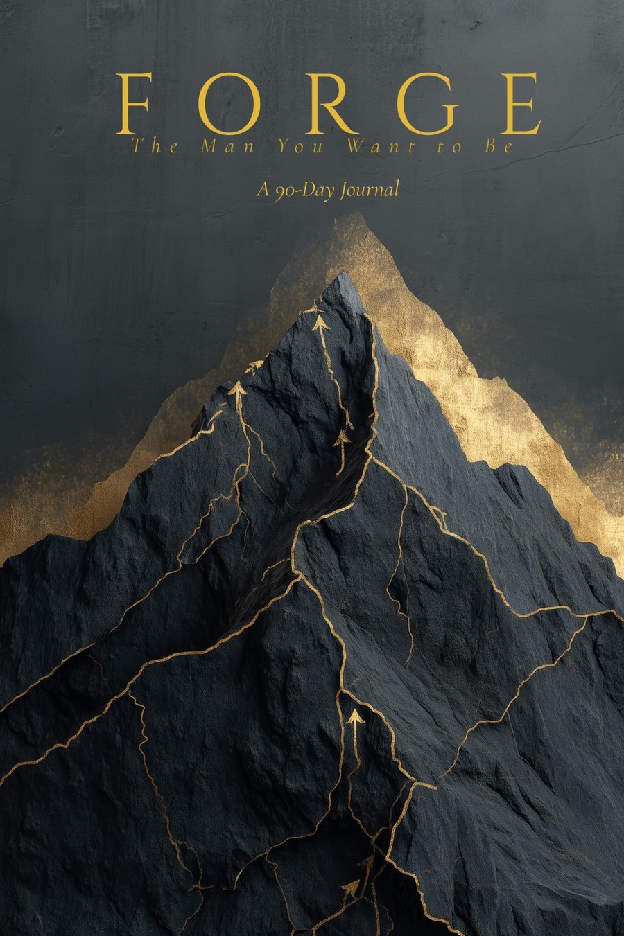 FORGE 90-Day Journal cover, a gold-veined mountain peak on black