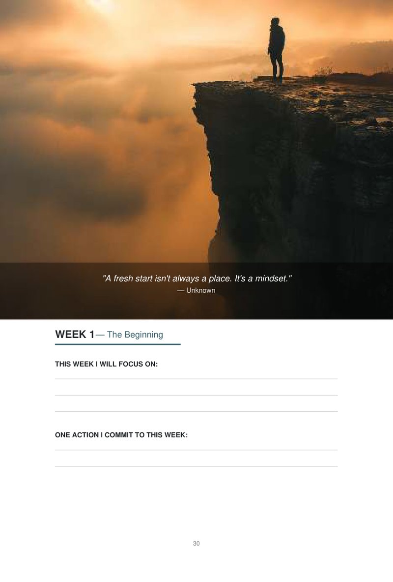 Weekly review page from FORGE journal